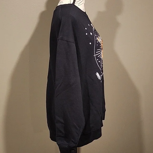 Black Sweatshirt with Yellow Butterfly Design - Picture 3 of 5